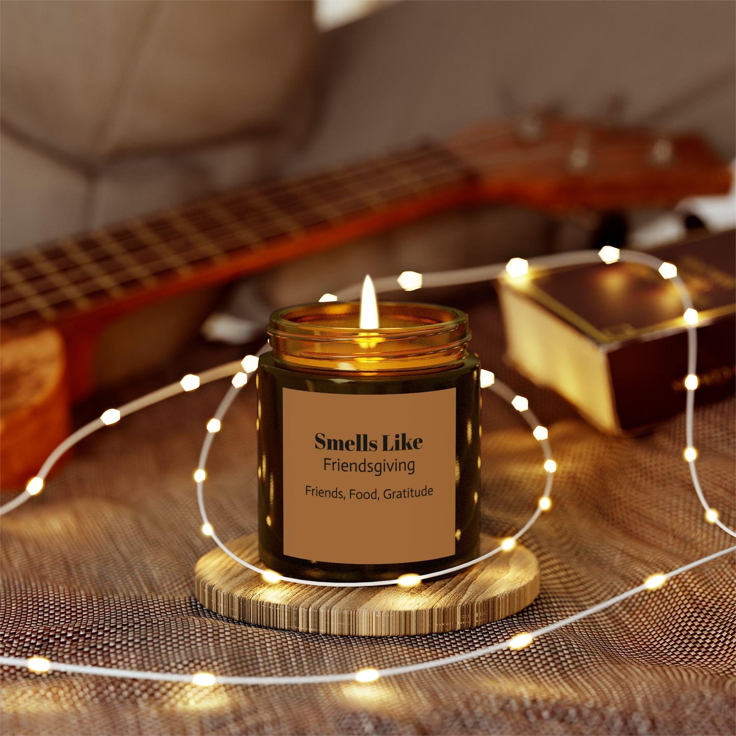 Friendsgiving Candle: Coconut Apricot Wax, Cozy Fall Scent