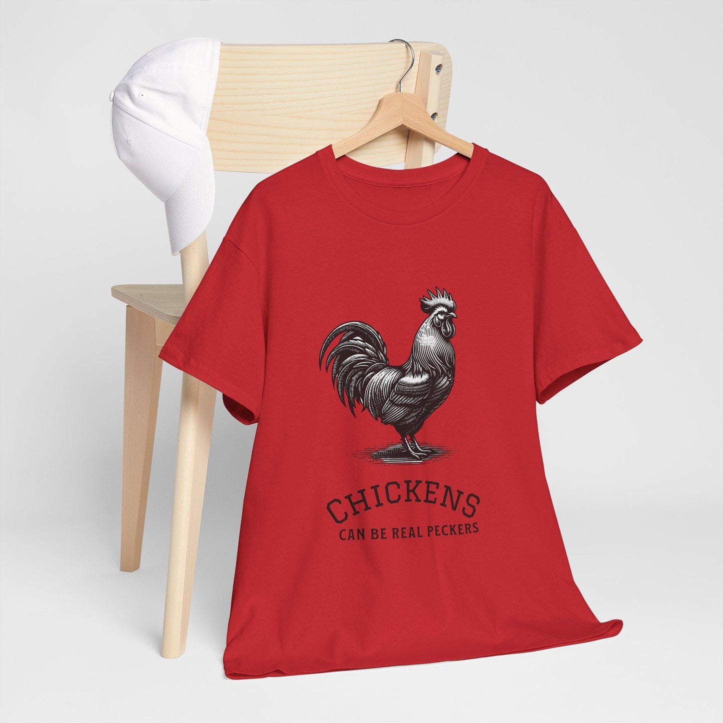 Chickens Can Be Real Peckers Unisex Heavy Cotton Tee, Funny Farm T-Shirt, Gift for Chicken Lovers, Animal Humor Tee, Chicken Tee