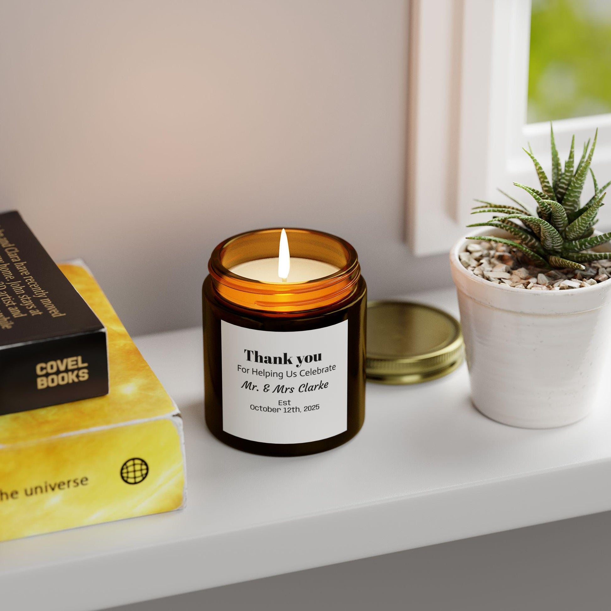 Custom Scented Candle: Coconut Apricot Wax, Wedding Favor