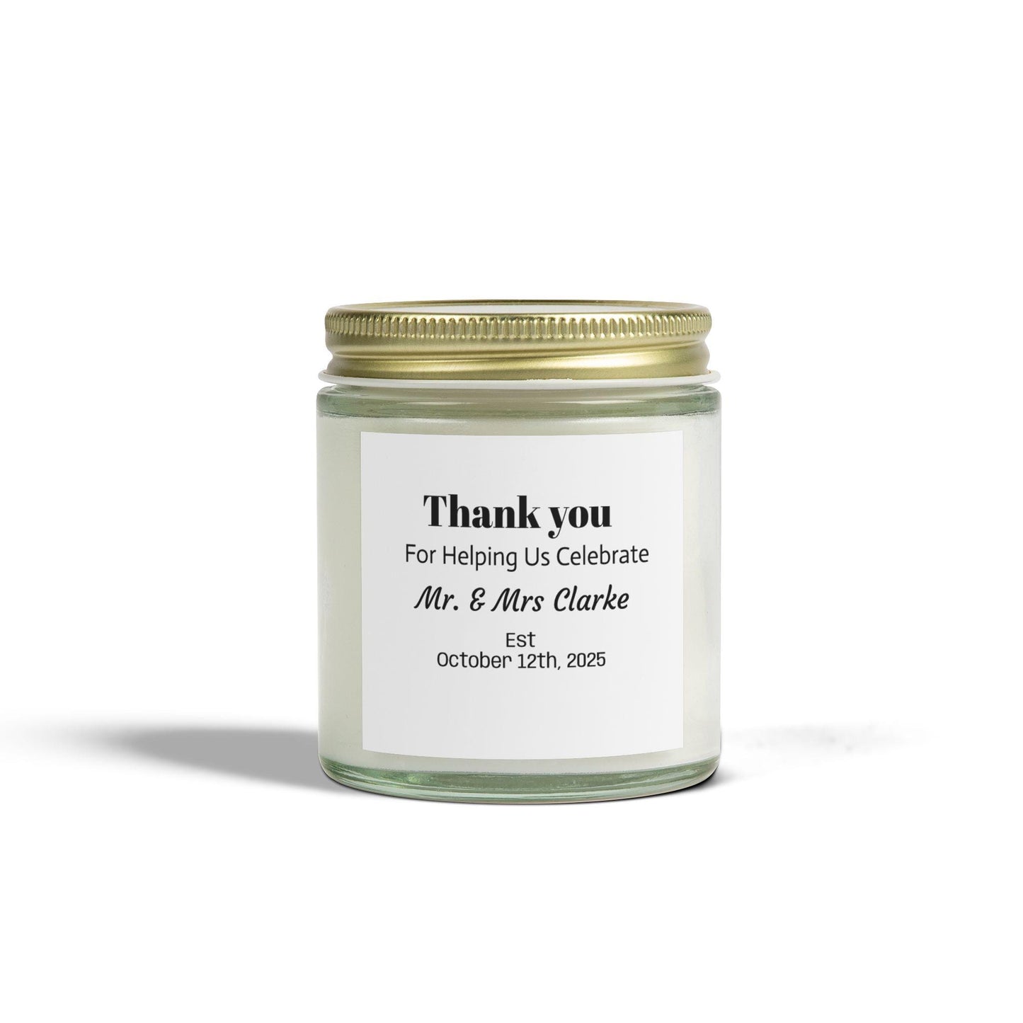 Custom Scented Candle: Coconut Apricot Wax, Wedding Favor