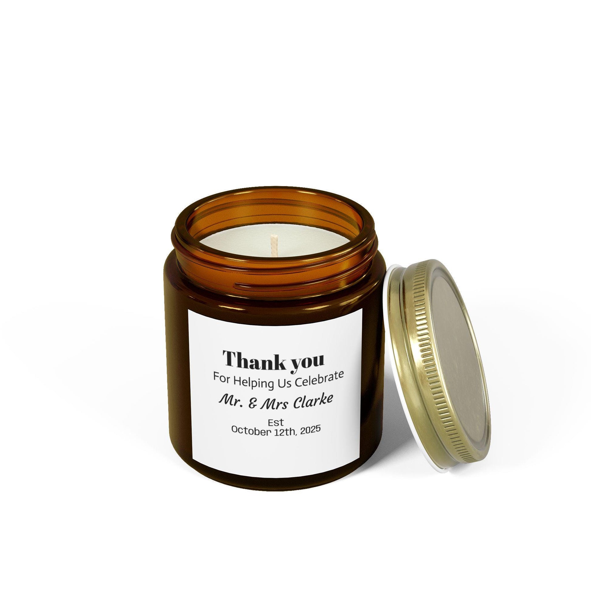 Custom Scented Candle: Coconut Apricot Wax, Wedding Favor