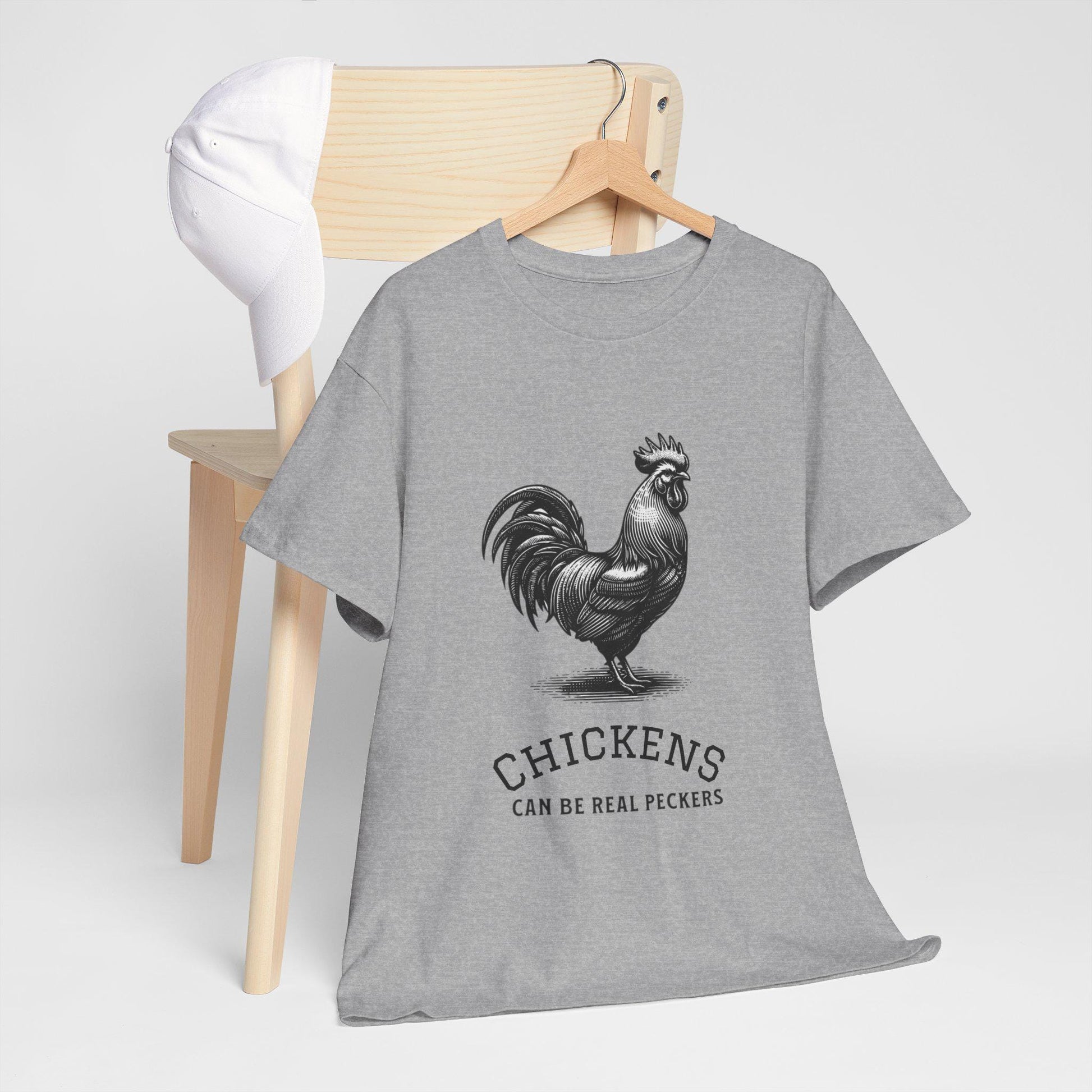 Chickens Can Be Real Peckers Unisex Heavy Cotton Tee, Funny Farm T-Shirt, Gift for Chicken Lovers, Animal Humor Tee, Chicken Tee