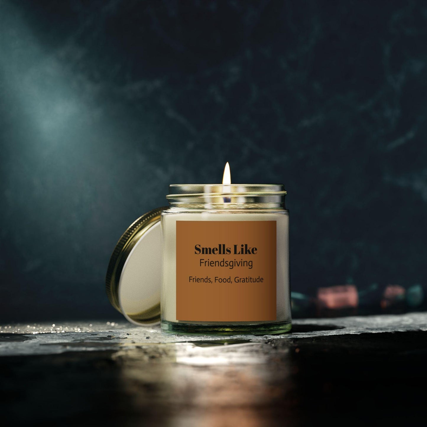 Friendsgiving Candle: Coconut Apricot Wax, Cozy Fall Scent