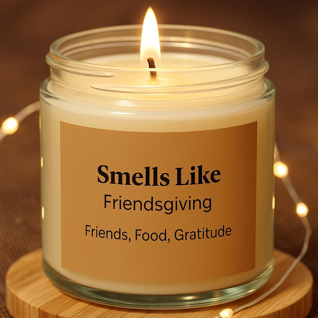 Friendsgiving Candle: Coconut Apricot Wax, Cozy Fall Scent