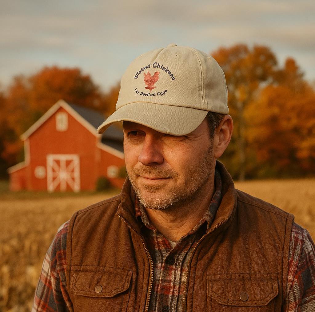 Wicked Chickens Lay Deviled Eggs Distressed Hat - Funny Chicken hat, Chicken Baseball Cap, Funny farm hat, farmer, chicken lover
